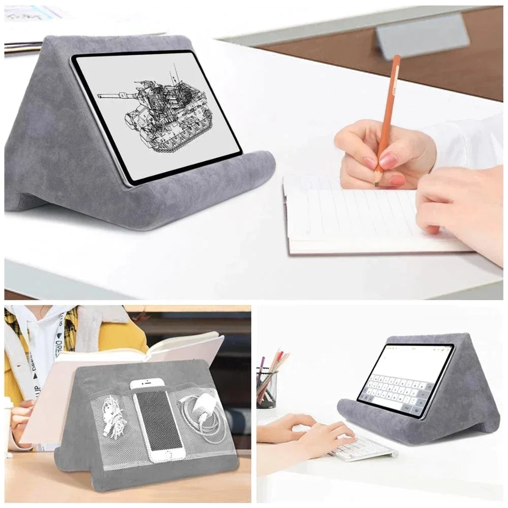 Komfortabler Kissen-Halter für Tablets & E-Reader, ideal für entspanntes Lesen im Bett oder auf dem Sofa.