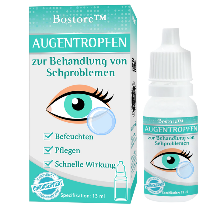 Erfrischende Augentropfen für trockene Augen, klare Sicht und langanhaltenden Komfort.