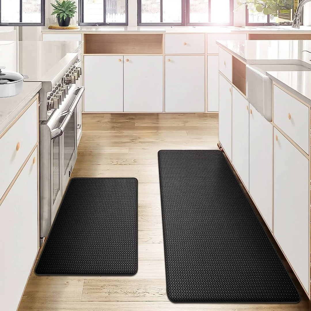 Ergonomische Anti-Ermüdungs Küchenmatte aus PU für entspanntes Stehen; rutschfest & pflegeleicht.