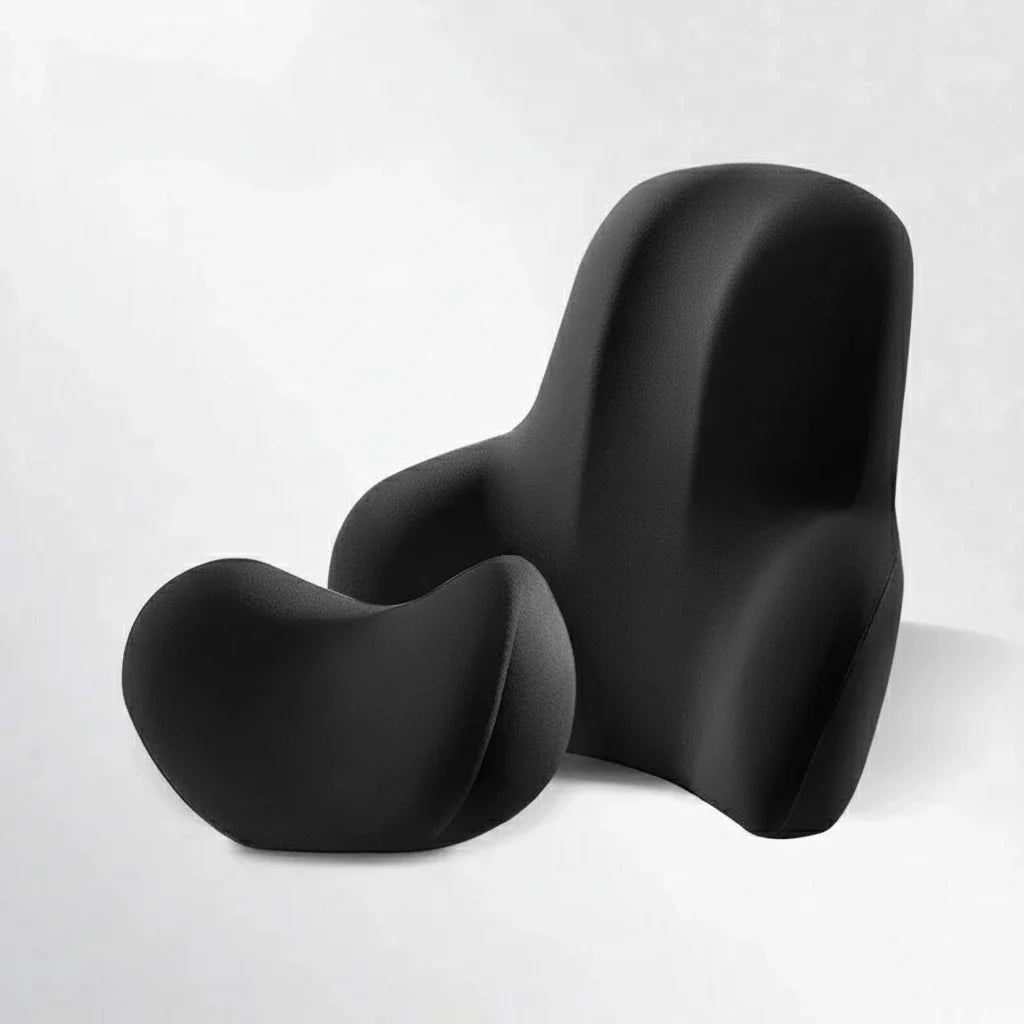 Schmerzlinderung im Auto: Memory Foam Nackenstütze & Lendenkissen für eine entspannte Reise.