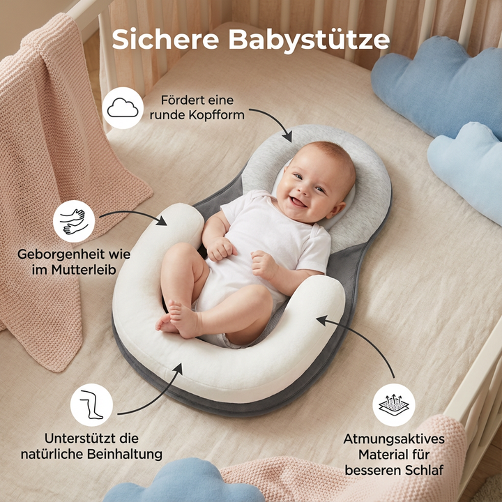 Sichere Babysitz- & Spielhilfe in Braun für Neugeborene, unterstützt Eltern im Alltag & bietet Babykomfort.