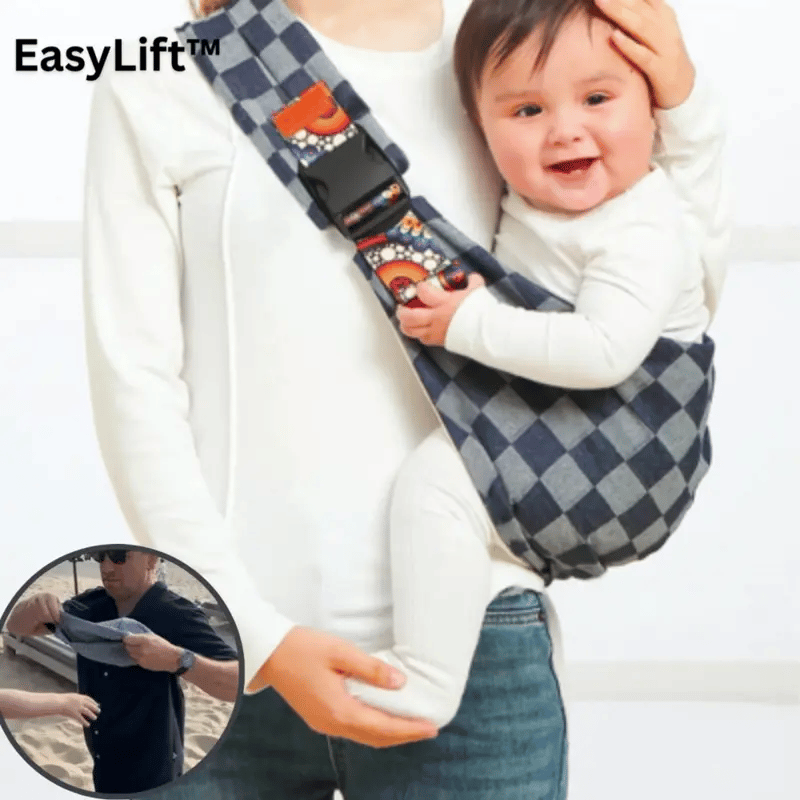 Ergonomische Babytrage für schmerzfreies Tragen, fördert Bindung zwischen Eltern & Baby.