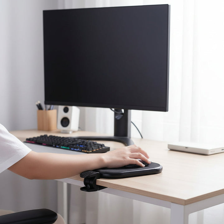 Komfortable ergonomische Computer Armlehne zur RSI-Prävention; entlastet Handgelenk, Unterarm & Schulter.