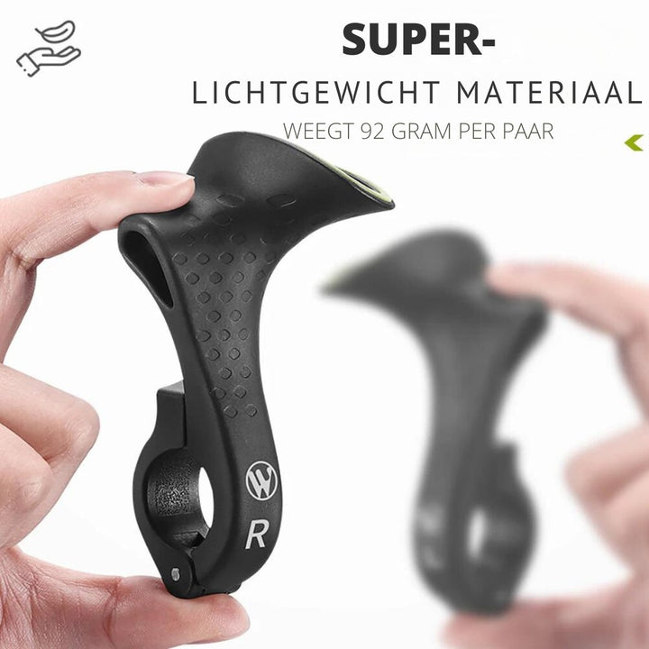 Reflektierende ergonomische Fahrradgriffe für erhöhte Sichtbarkeit und Sicherheit im Straßenverkehr bei Nacht.
