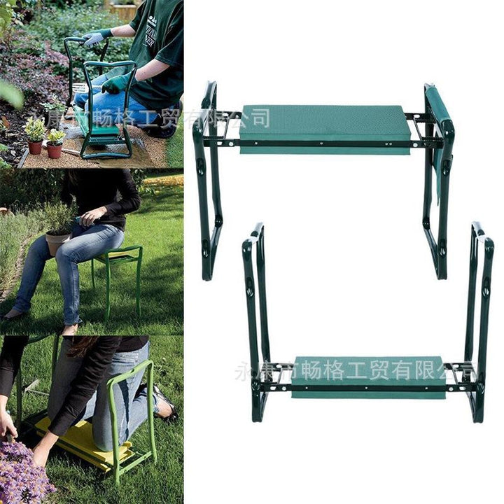 Stabile Klappbare Gärtnerbank: Robuste, ergonomische Kniebank aus Metall und Schaumstoff, perfekt für Outdoor-Einsatz.