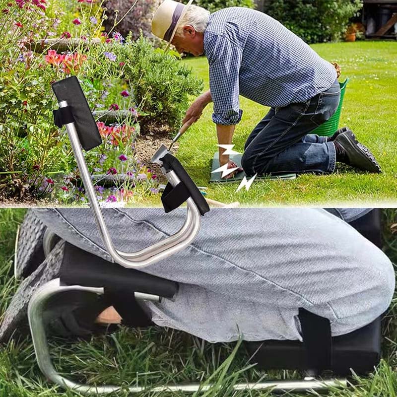 Ergonomische klappbare Gartenbank für komfortables Knien und Sitzen bei der Gartenarbeit; rückenfreundlich.