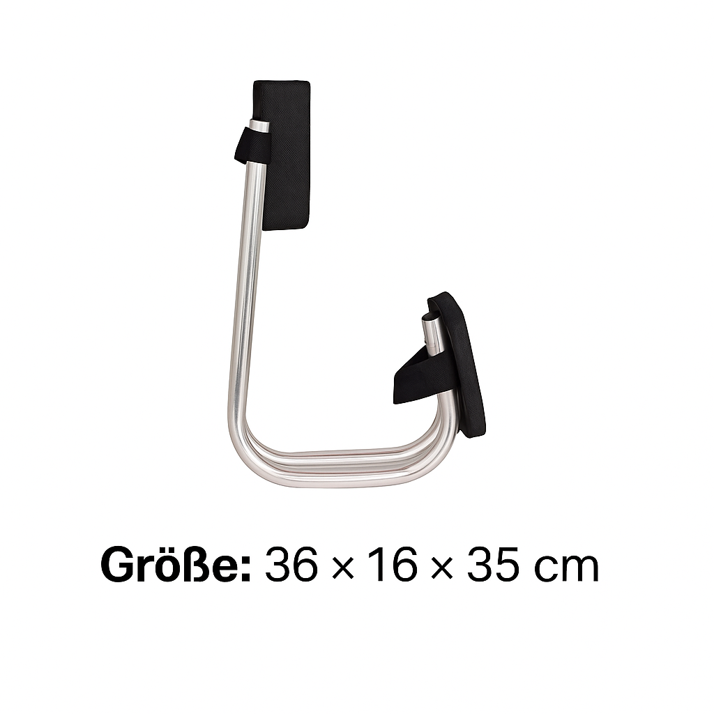 Detailansicht der ergonomischen Gartenbank mit dicker Kniepolsterung für schmerzfreies Unkrautjäten.