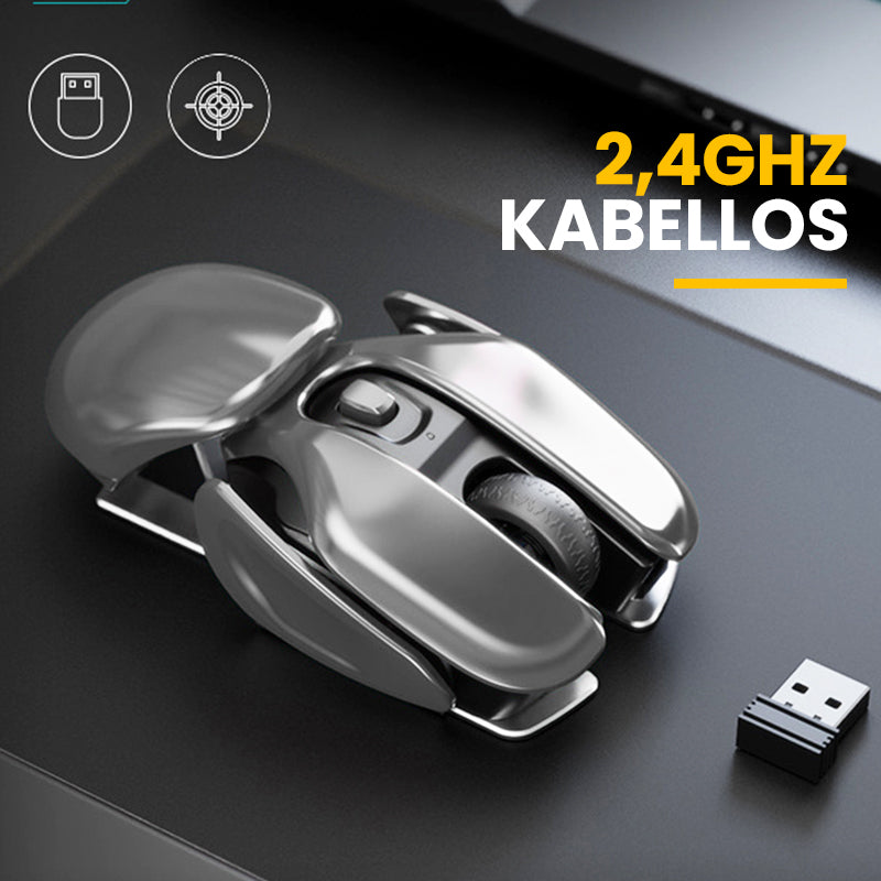 Hochwertige, wiederaufladbare Metallmaus. Ergonomisches Design für maximalen Komfort und Präzision.