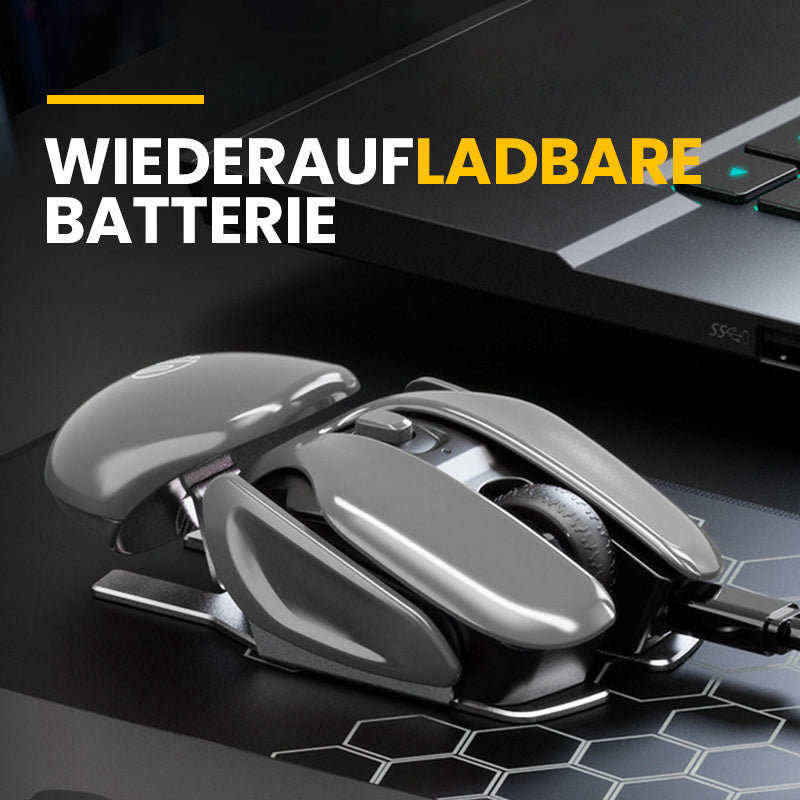 Präzise kabellose Maus aus gebürstetem Metall, wiederaufladbar. Verbessert die Produktivität am PC.