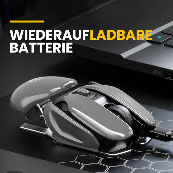 Präzise kabellose Maus aus gebürstetem Metall, wiederaufladbar. Verbessert die Produktivität am PC.