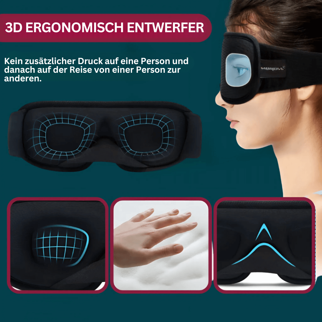 Komfortable Augenmaske für absolute Dunkelheit, unterstützt Tiefschlaf und maximale Entspannung.