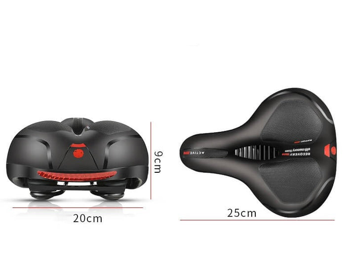 Detailansicht des Gel-Polsters auf dem ergonomischen Fahrradsattel. Maximiert Komfort für Herren & Damen.