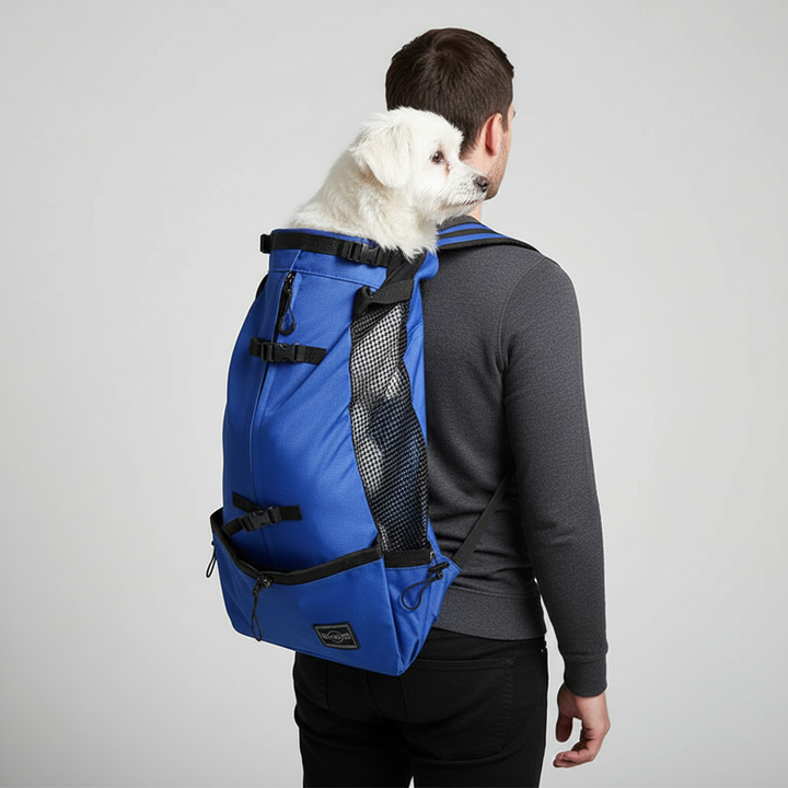 Vielseitiger Hunderucksack für Reisen und Wandern mit dem Hund, bietet Komfort und Sicherheit.
