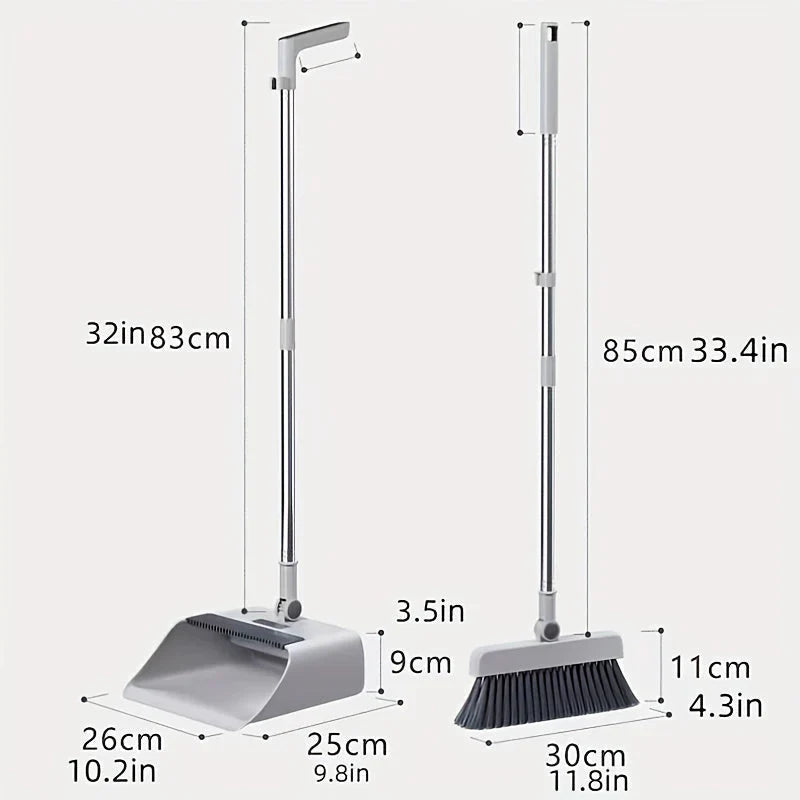 Schnell und effizient Böden reinigen mit dem 3-in-1 Besen & Kehrblech-Set, ein praktischer Haushaltshelfer.