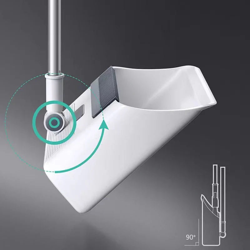 Pflegeleichtes 3-in-1 Reinigungsset für hygienische Bodenpflege; Besen und Kehrblech kombiniert.