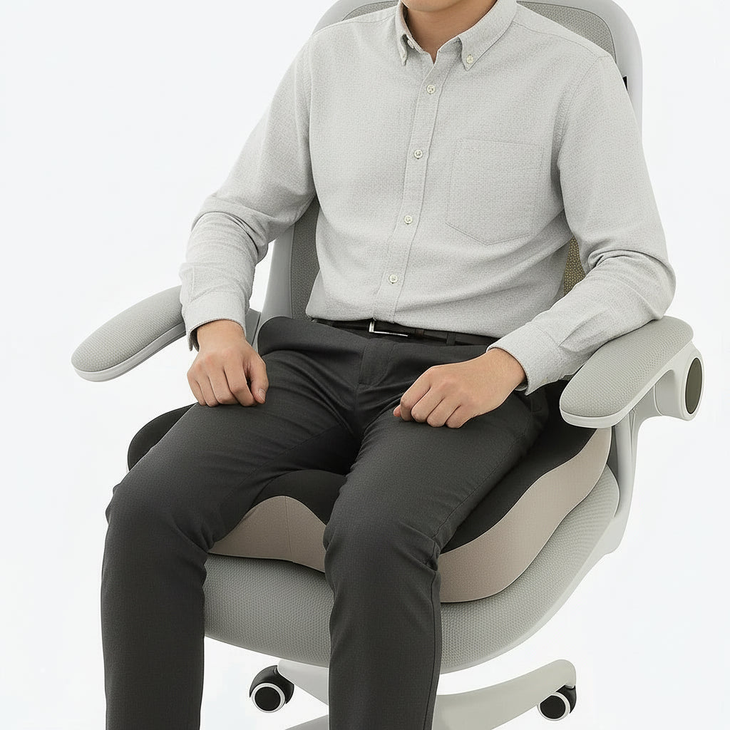 Schmerzlinderndes, ergonomisches Sitzkissen mit Rückenstütze aus Memory-Schaum für Haltungskorrektur im Büro.