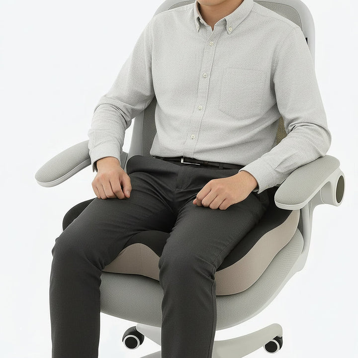 Schmerzlinderndes, ergonomisches Sitzkissen mit Rückenstütze aus Memory-Schaum für Haltungskorrektur im Büro.