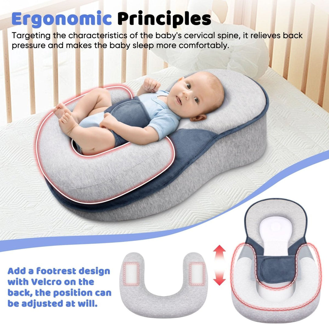 Weiches, stützendes Baby-Schlafkissen für Neugeborene, ergonomisch für sicheren und gesunden Schlaf.