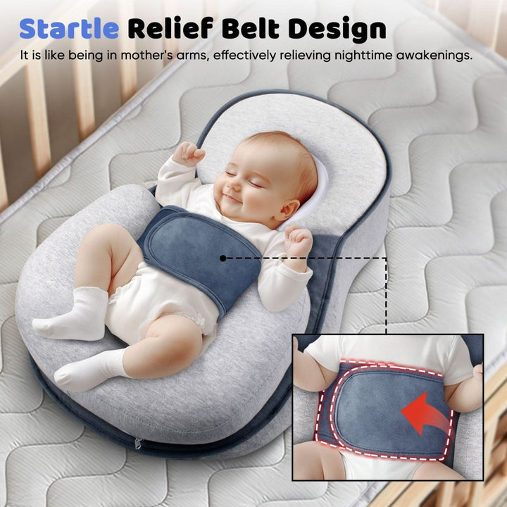 Sicher & komfortabel: Ergonomisches Baby-Schlafkissen für Neugeborene, stützt Kopf & Nacken für ruhigen Schlaf.