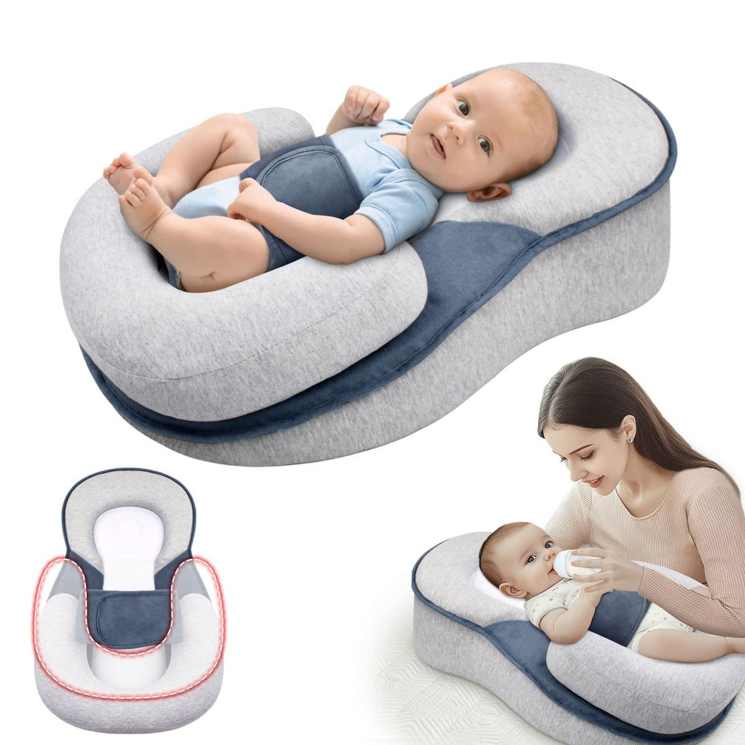 Weiches Baumwoll-Schlafkissen, ergonomisch geformt für sicheren Schlaf und optimale Kopfform bei Babys.