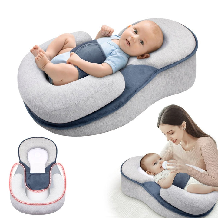 Weiches Baumwoll-Schlafkissen, ergonomisch geformt für sicheren Schlaf und optimale Kopfform bei Babys.