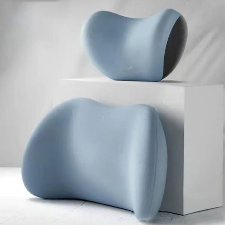 Ergonomisches ErgoDrive Set mit Rücken- & Nackenstütze aus Memoryschaum für optimalen Fahrkomfort im Auto.