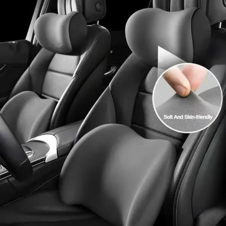 ErgoDrive Set: Ergonomische Rücken- & Nackenstütze aus weichem Memoryschaum. Fördert gesunde Haltung.
