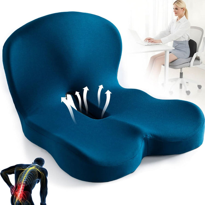 Ergonomisches Memory Foam Sitzkissen, graues Design für Druckentlastung & Komfort.