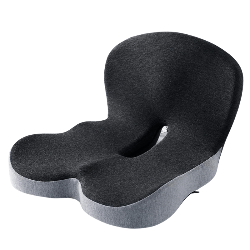Detail: Die Memory-Schaum-Schicht des ergonomischen Sitzkissens sorgt für präzise Druckentlastung.