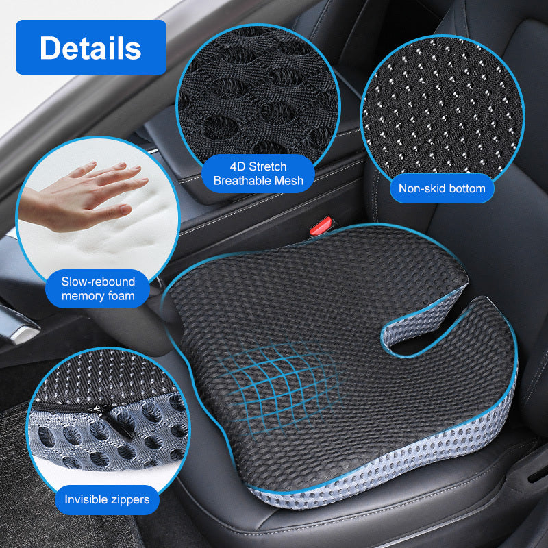 Weiches, atmungsaktives Memory-Foam Sitzkissen für Autositz & Bürostuhl, fördert ergonomisches Sitzen.