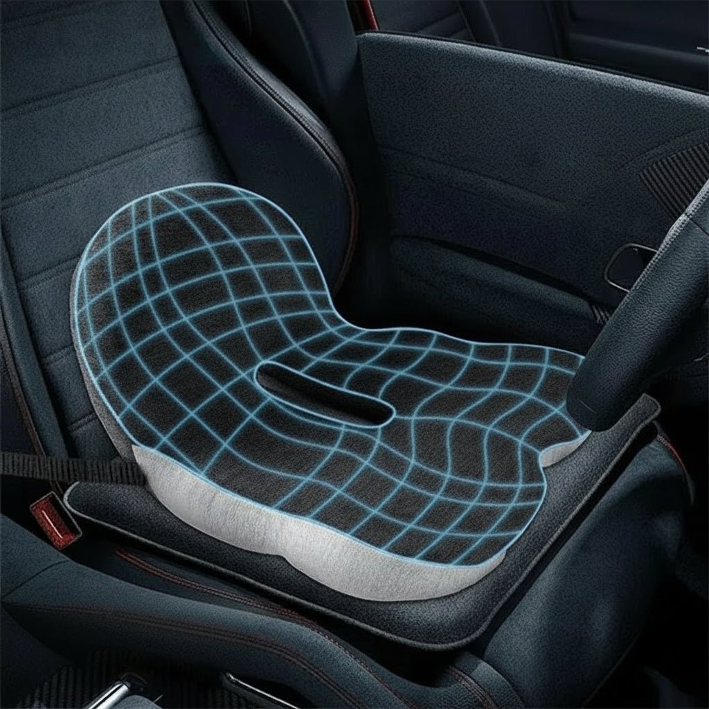 Komfortables Sitzkissen aus Memory-Schaum zur Haltungskorrektur; für gesünderes Sitzen im Büro & Auto.