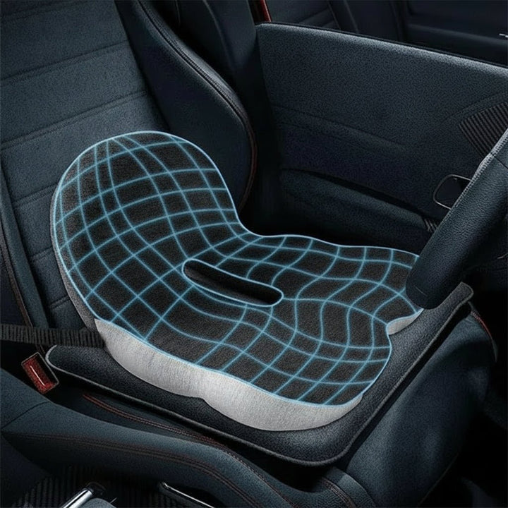Komfortables Sitzkissen aus Memory-Schaum zur Haltungskorrektur; für gesünderes Sitzen im Büro & Auto.