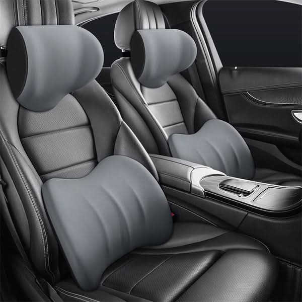 Ergonomisches Nacken- & Rückenkissen Set aus Memoryschaum für optimalen Sitzkomfort in Auto & Büro.