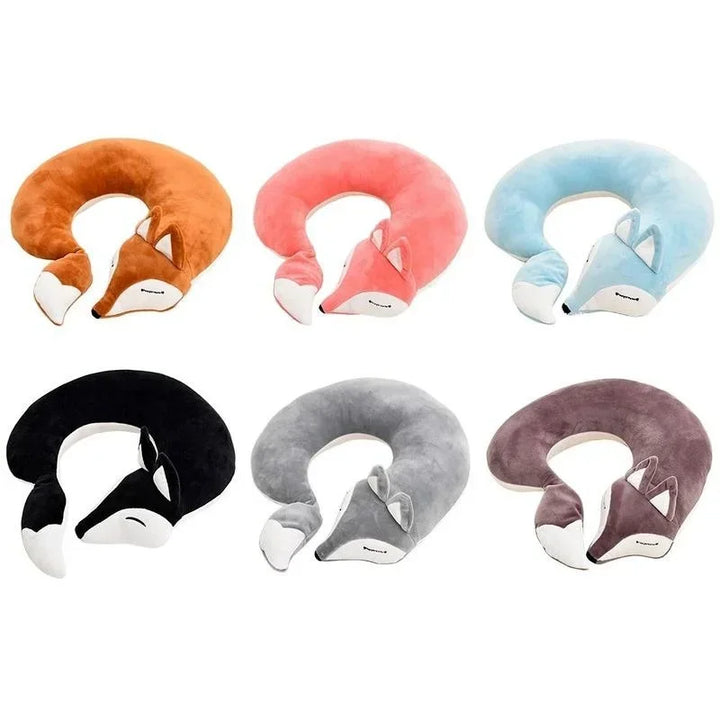 Ergonomisches Reise-Nackenkissen, Fuchs Design, bietet Schlafhilfe für Kinder und Erwachsene unterwegs.