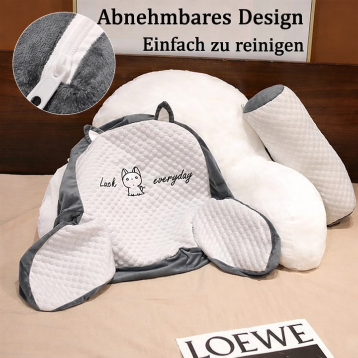 Rückenstütze & Lendenkissen in einem, für optimale Haltung und Komfort; vielseitig als Bettkissen nutzbar.
