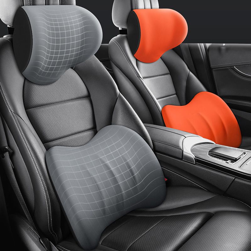 Autositzkissen Set für besseren Sitzkomfort im Auto. Ergonomische Rückenstütze aus Memoryschaum für lange Fahrten.
