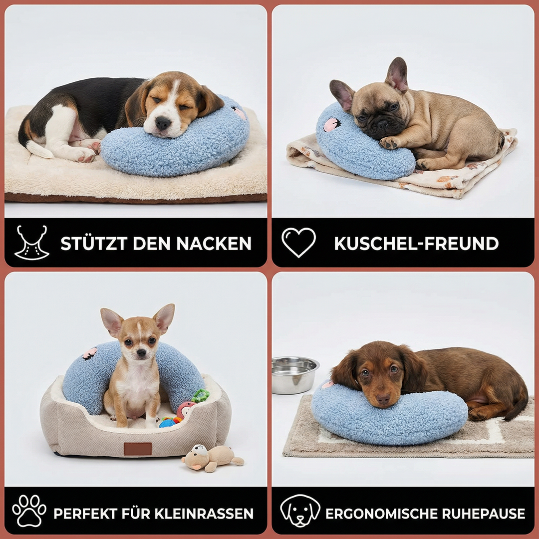 Detailaufnahme des ergonomischen Hundebettes: Optimale Unterstützung für Wirbelsäule und Gelenke.