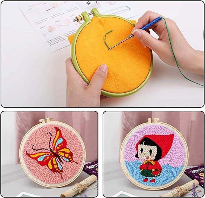Vielseitiges Sticknadel-Set mit ergonomischen Griffen für kreative Textilgestaltung; perfekt für Anfänger und Profis.