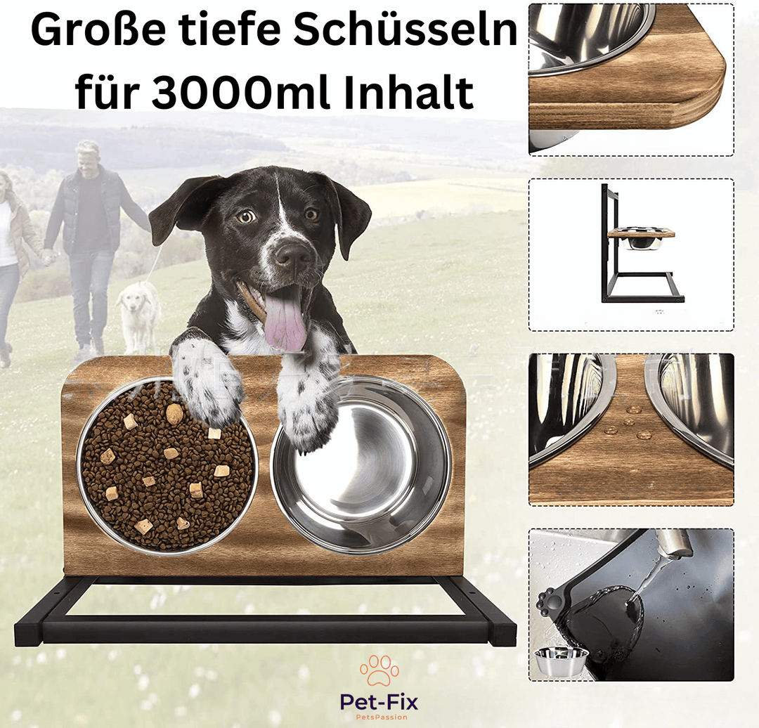 Fressnapf-Station erhöht, aus Edelstahl für Hunde, fördert gesunde Fresshaltung & Gelenkschonung.