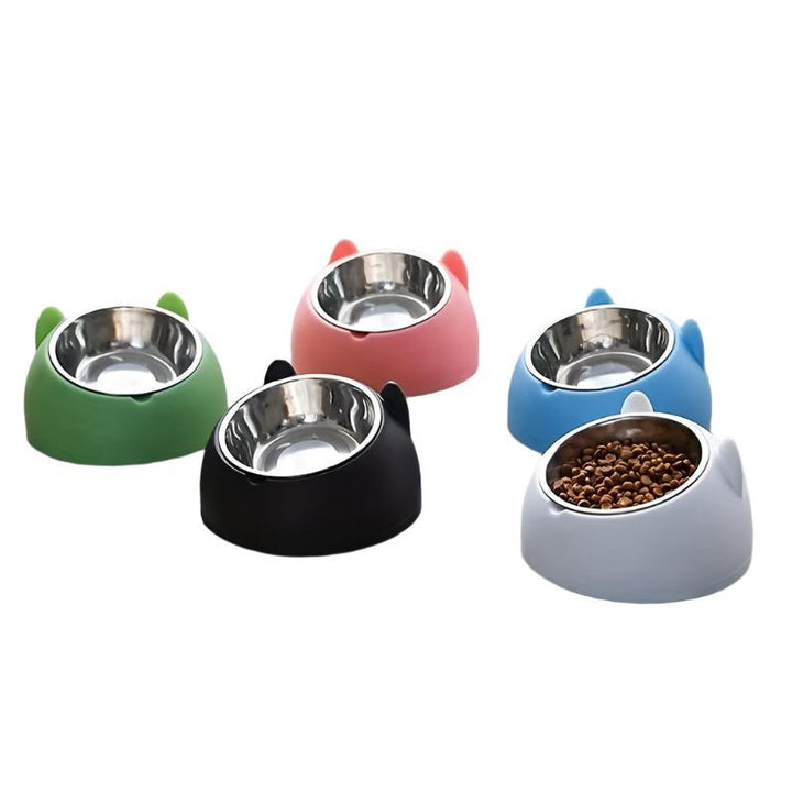Erhöhter Katzenfutternapf aus Edelstahl. Ergonomisch & nackenschonend für gesunde Katzen.