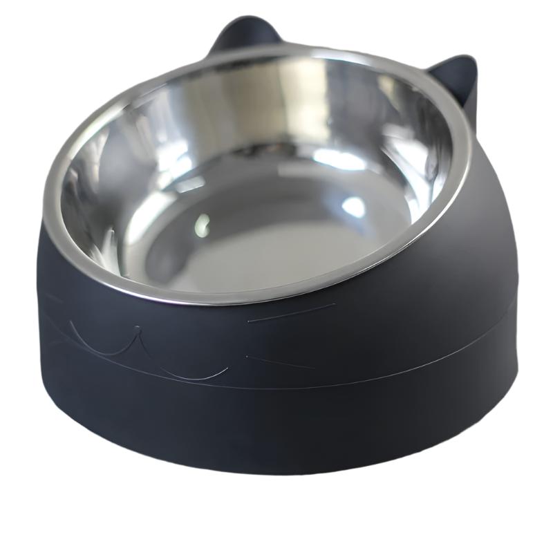 Premium Katzenfutternapf, erhöht. Nackenschonendes Design aus langlebigem Edelstahl.