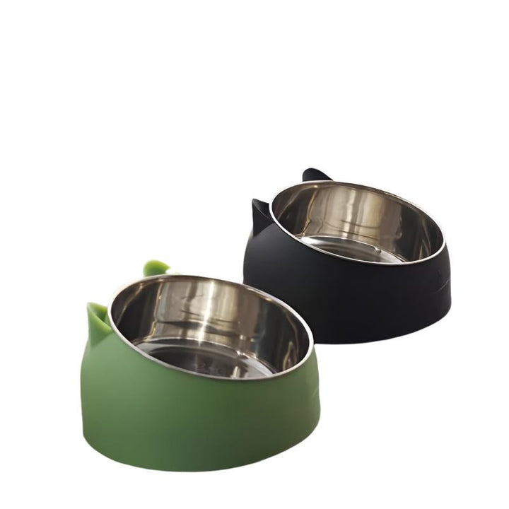 Gesunder Katzennapf, erhöht und ergonomisch. Rutschfeste Edelstahlschale für leichtes Fressen.
