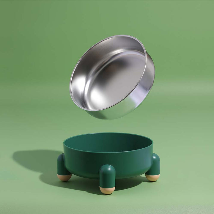 Stylischer Tetrapod Futter- & Wassernapf in Weiß, erhöht für bessere Verdauung & Komfort. Rutschfest & hygienisch.