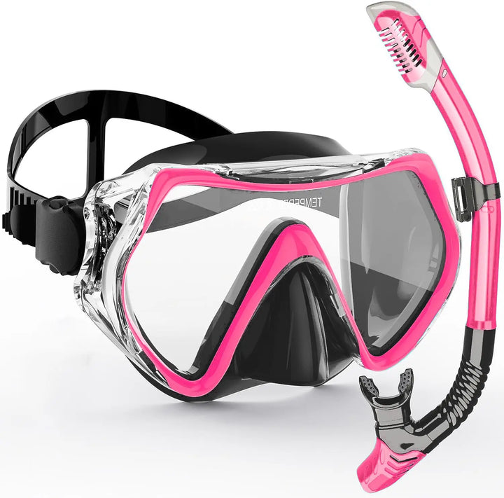 Rosa Schnorchelset für Erwachsene mit Panoramasicht Tauchmaske & Trockenschnorchel für ungetrübten Wasserspaß.