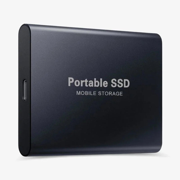 Goldene 128GB externe SSD mit Typ-C: Schnelle Datenübertragung und sichere Speicherung mobil.