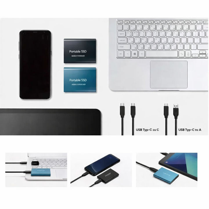 Ultraschnelle externe SSD 2TB in kompaktem Design: Perfekte Lösung für mobilen Hochleistungs-Speicher.