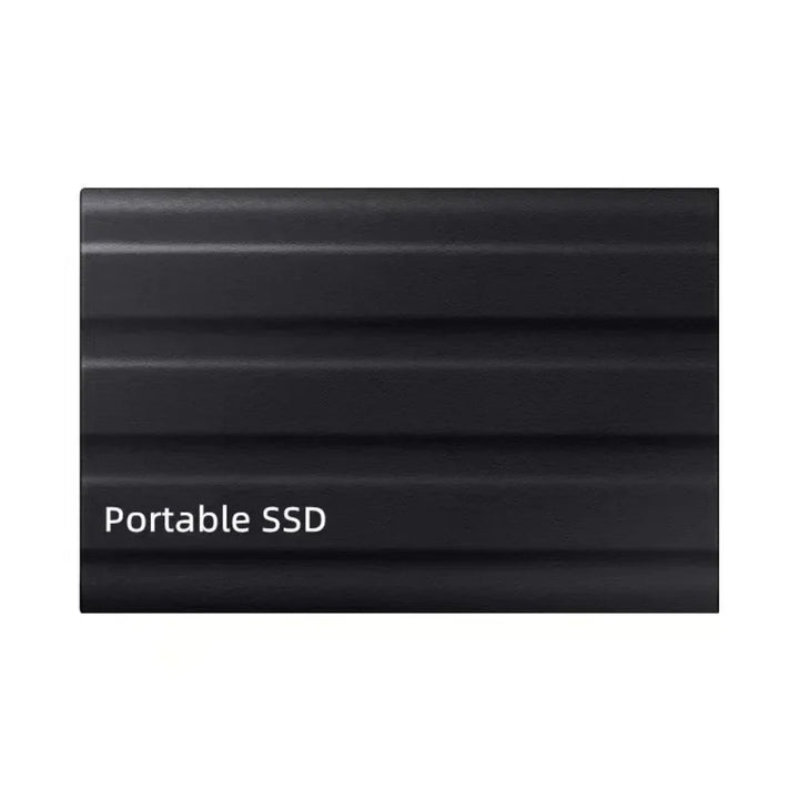 Moderne externe SSD Festplatte in Schwarz für schnellen, tragbaren Datenspeicher.