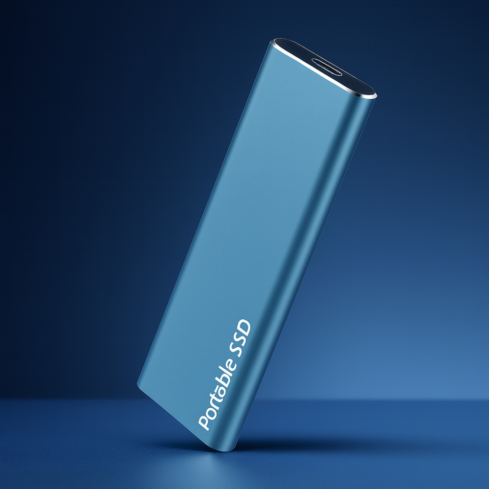 Robuste externe SSD aus Aluminium mit USB-C für High-Speed Datenspeicher und Backup von PC & Mac.