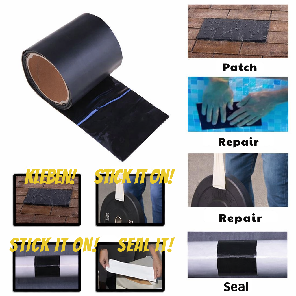 Wetterfestes Reparaturband für Heimwerker, dichtet Behälter sofort und extra stark ab. Perfekt für DIY-Projekte.