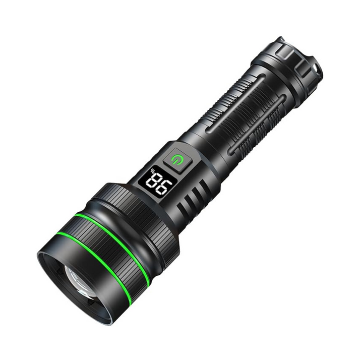 Extrem helle LED-Taschenlampe mit Zoom, ideal für Outdoor, Camping & Notfälle, wiederaufladbar.